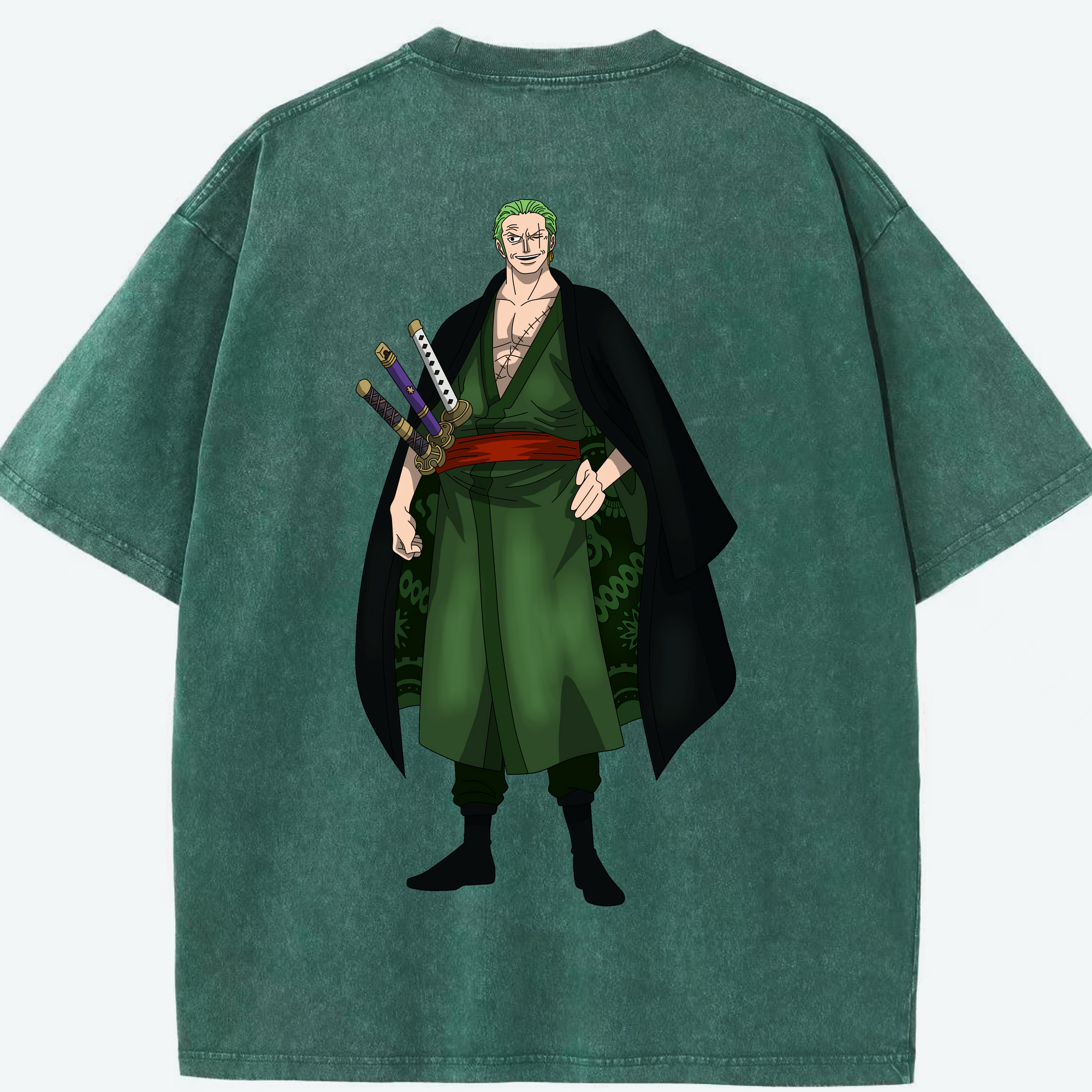 ワンピース ロロノア・ゾロ ONE PIECE Roronoa Zoro 綿100% ヴィンテージ風 半袖Tシャツ（背面プリント）